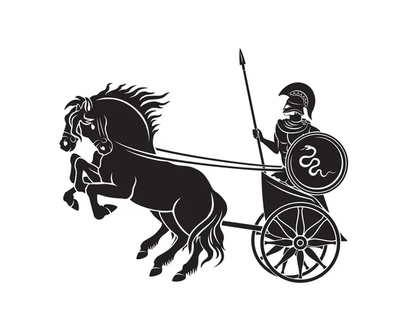 Chariot met een gladiator-silhouet — Stockvector