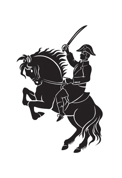 Силуэт Наполеона на коне — стоковый вектор