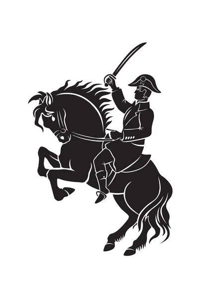 Silhouette of Napoleon on horseback — Stock Vector