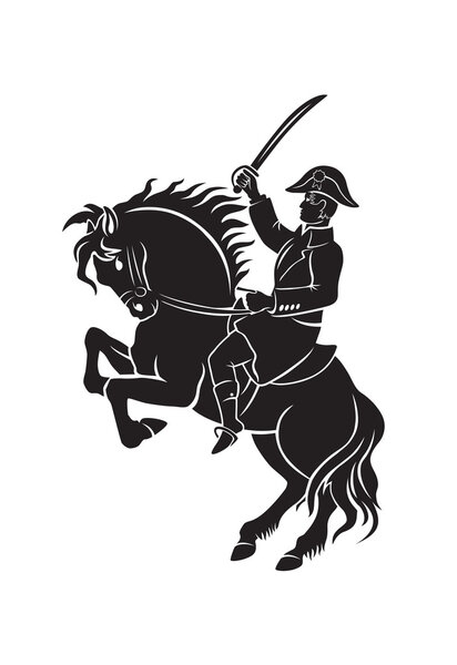 silhouette of Napoleon on horseback