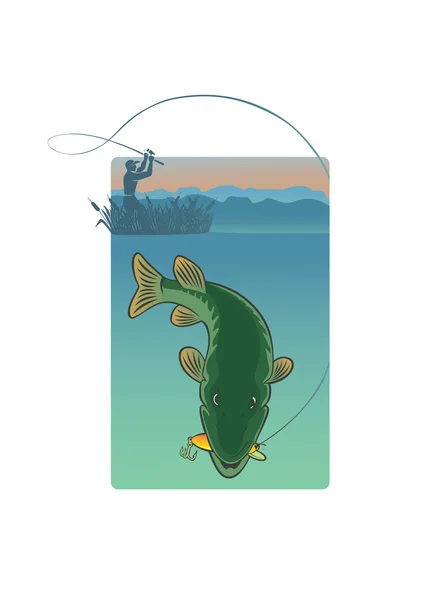 Pike fishing logo — Stock Vector