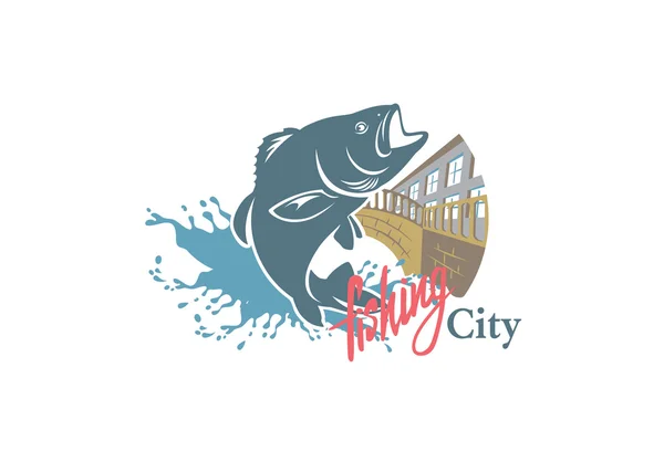 Logotipo pesca sity — Vector de stock