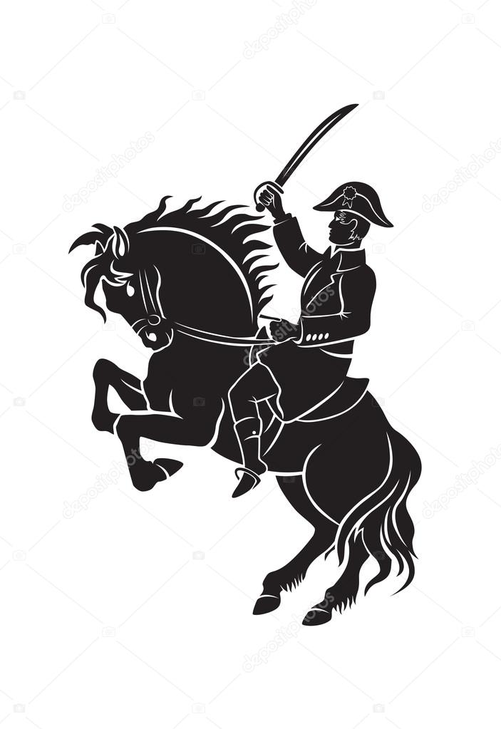 Silhouette of Napoleon on horseback , vector illustration