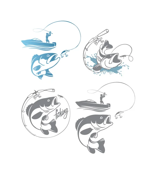 Logos de pêche basse ensemble — Image vectorielle