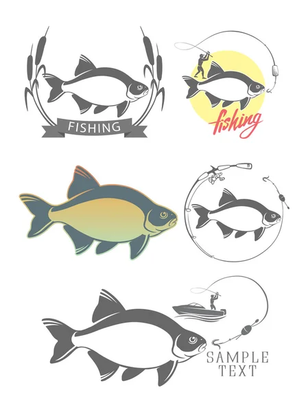 Conjunto de doradas para logotipos de pesca — Vector de stock