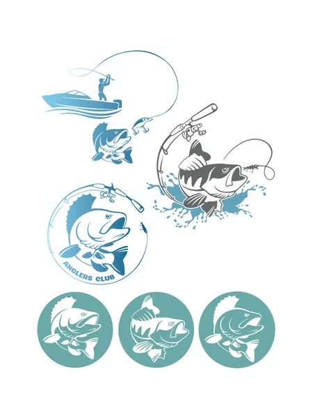 Perch fishing logos set — Stock Illustration Perch fishing logos set Royalty Free Stock Illustrations
