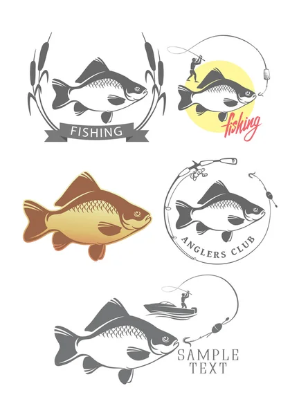 Set of fish for fishing logos Royalty Free Stock Illustrations