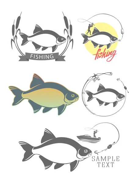 Set of breams for fishing logos Stock Vector