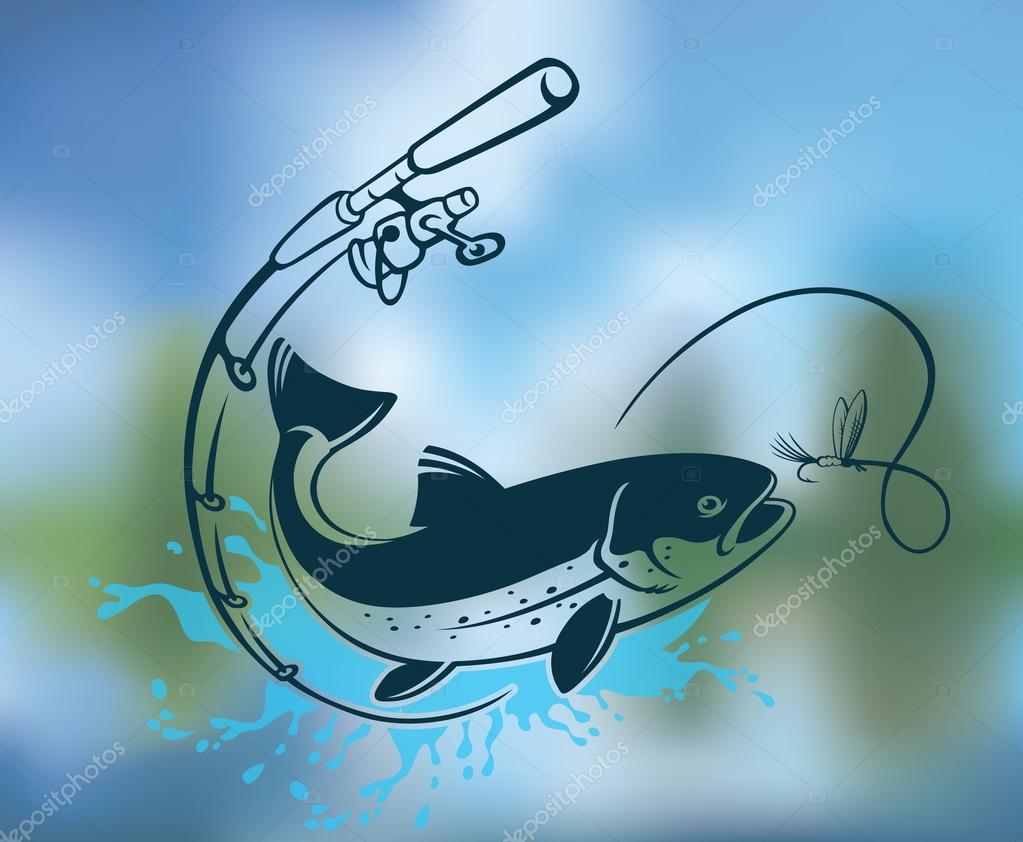Fly fishing concept. Vector illustration