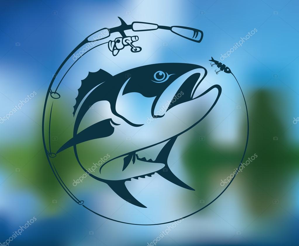 Tuna fishing logo. Vector illustration