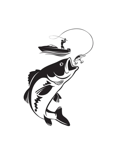 Icono de la pesca de bajo — Vector de stock