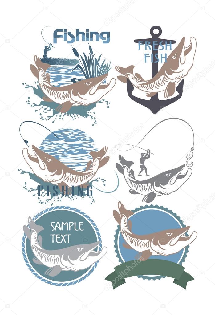 The figure shows a pike fish logos