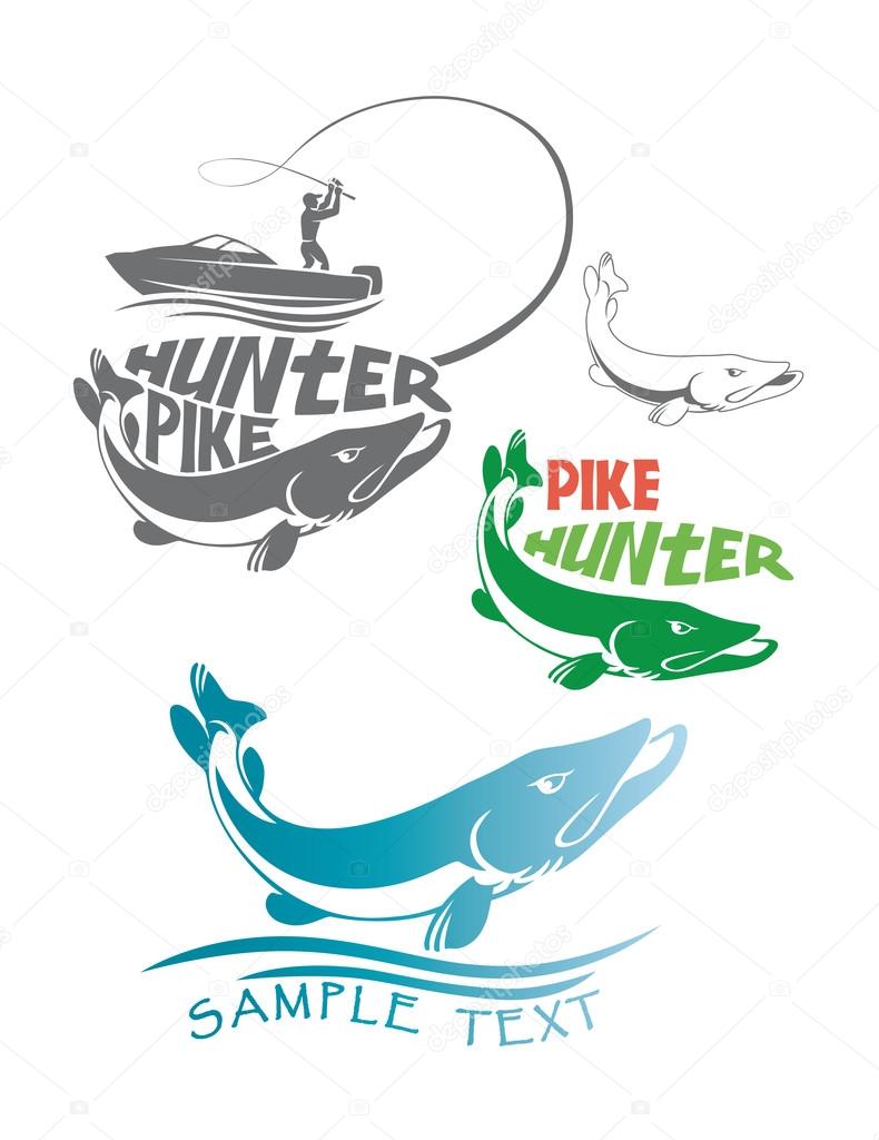 The figure shows a pike fish logos