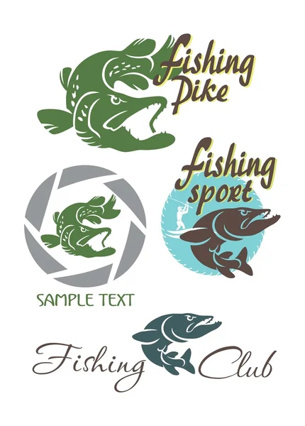Logotipos de peixe Pike — Vetor de Stock