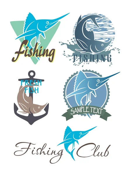 Logotipos de pesca Marlin — Vetor de Stock