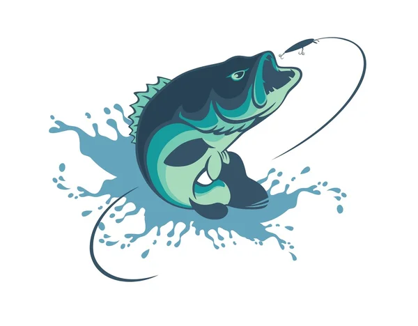 Риболовля для басової емблеми — стоковий вектор
