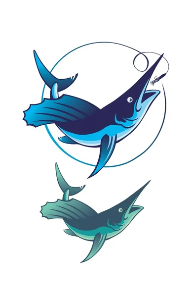 Fish marlin logos — Stock Vector