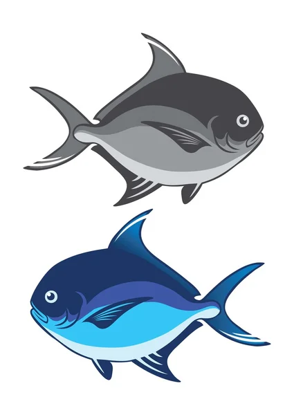 Pomfret Fish iconos — Vector de stock