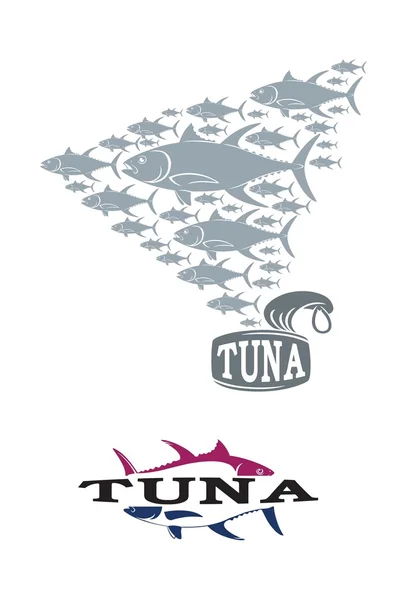 Canned tuna logos — Stock Vector