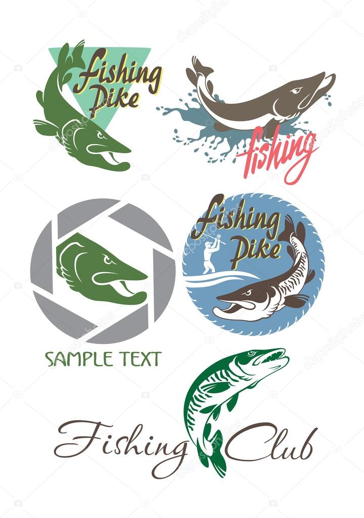 Figure shows a pike fish logos, vector illustration