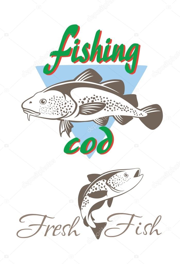 Emblems of fresh fish, vector illustration