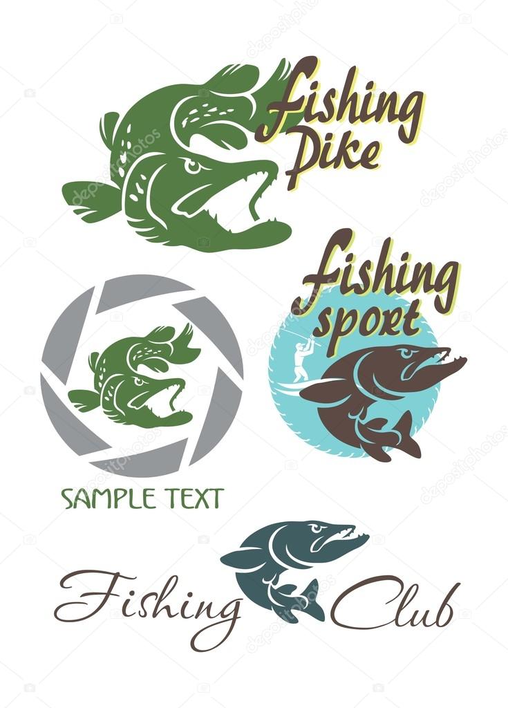 Figure shows a pike fish logos, vector illustration