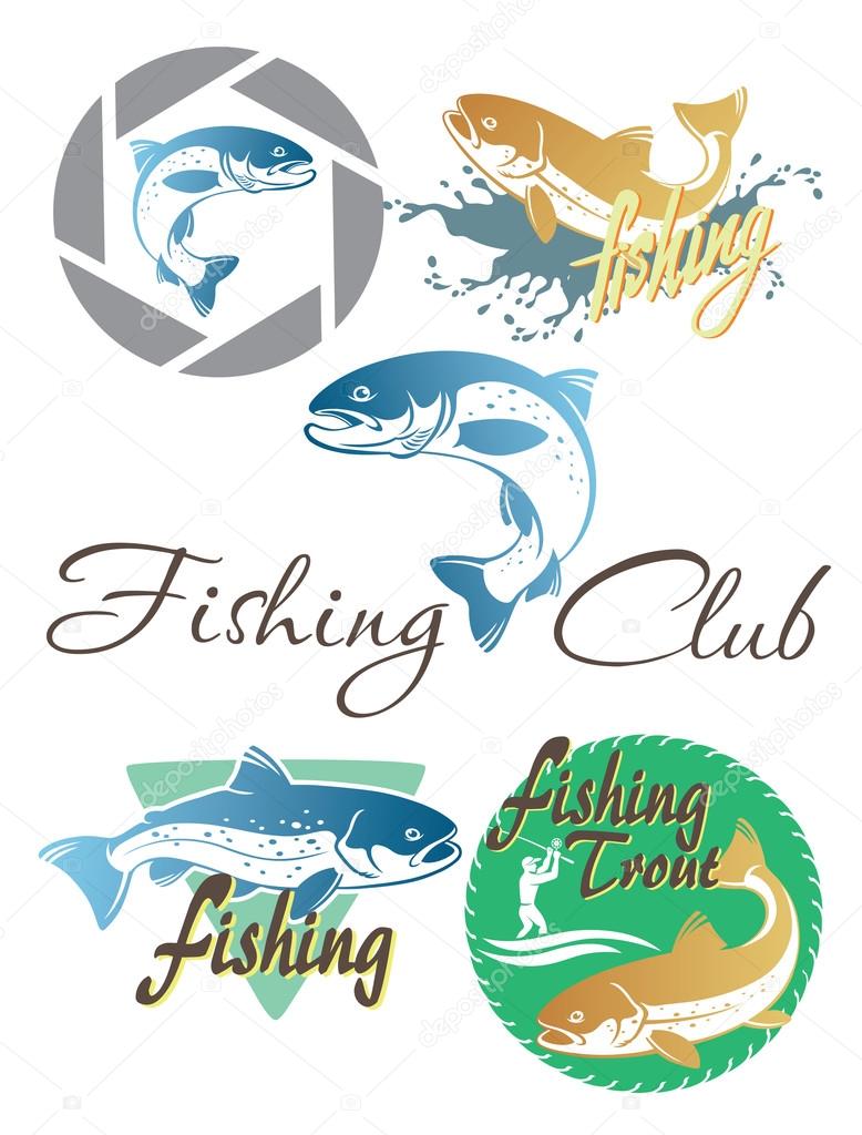 Figure shows the fly fishing trout logos, vector illustration
