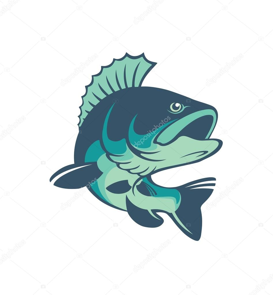 Shown on perch fish logo, vector illustration
