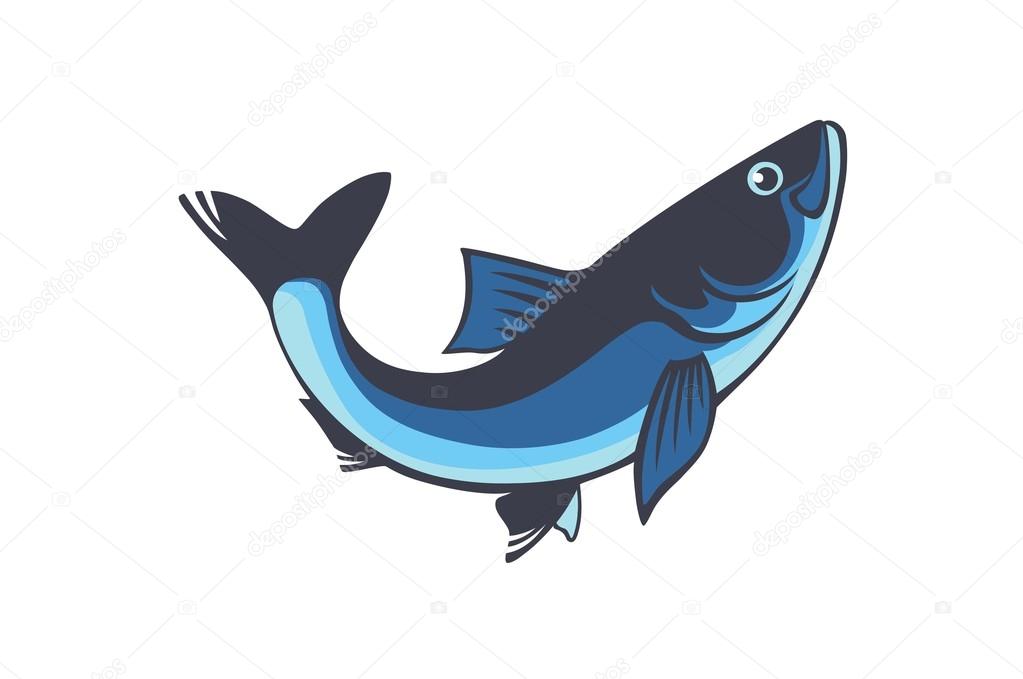 Figure shows herring fish logo, vector illustration