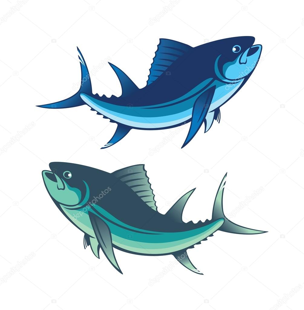 Shown tuna logos, vector illustration