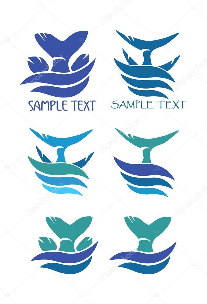 Shown fish logos, vector illustration