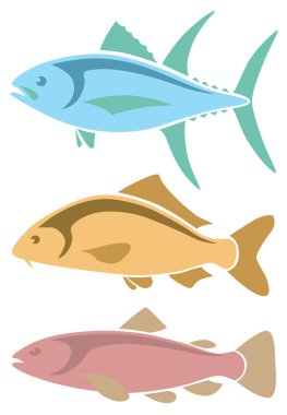 simgeler ton balığı, sazan, alabalık