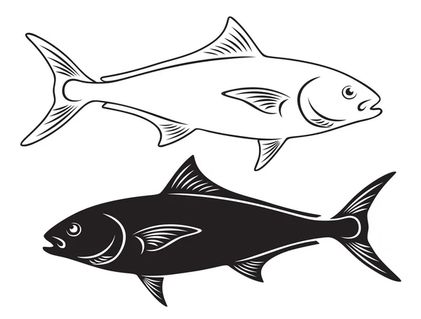 Yellowtail amberjack silhouette — Stock Vector