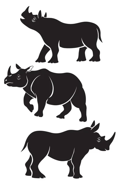 Silhouette of African rhino — Stock Vector