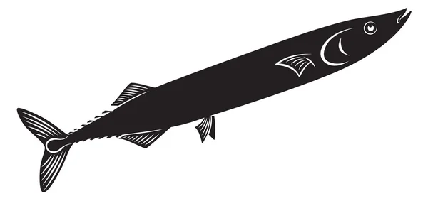 Silhouette de saury de poisson — Image vectorielle