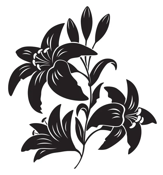 Silueta de flor de lirio — Vector de stock