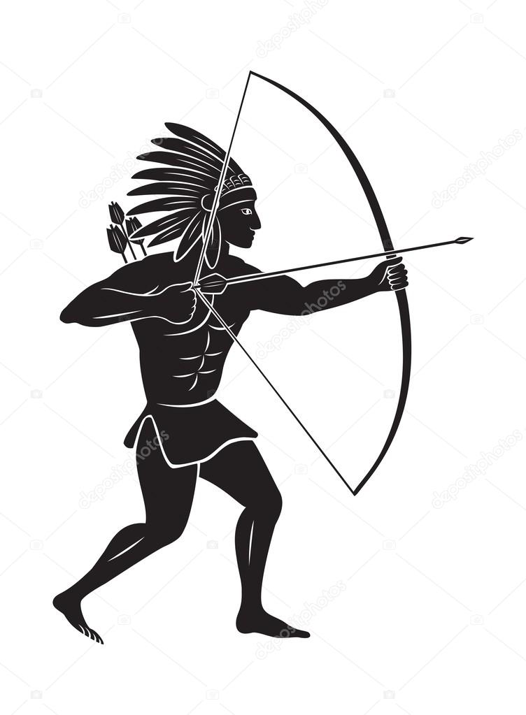 Silhouette of  Indian with arrows