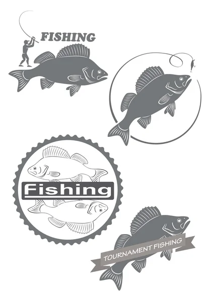 Set of fishing icons — Stock Vector
