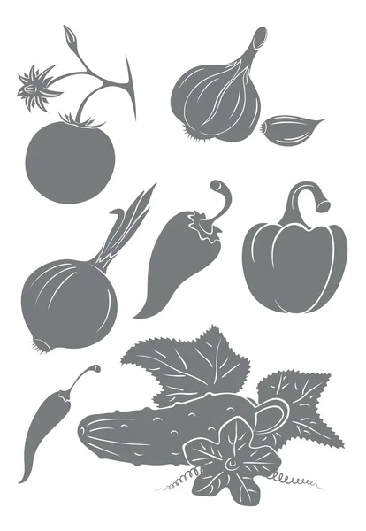 Silhouette de différents légumes — Image vectorielle