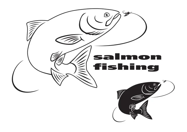 Salmon fishing icons — Stock Illustration Salmon fishing icons Stock Vector