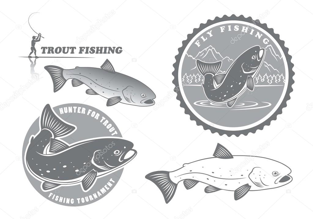 Trout fishing labels