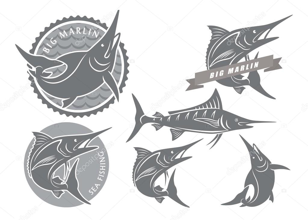 Icons on the theme of marlin fishing