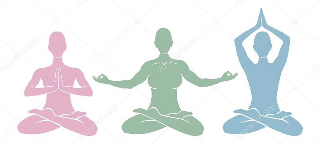 Shilhouettes of yoga positions