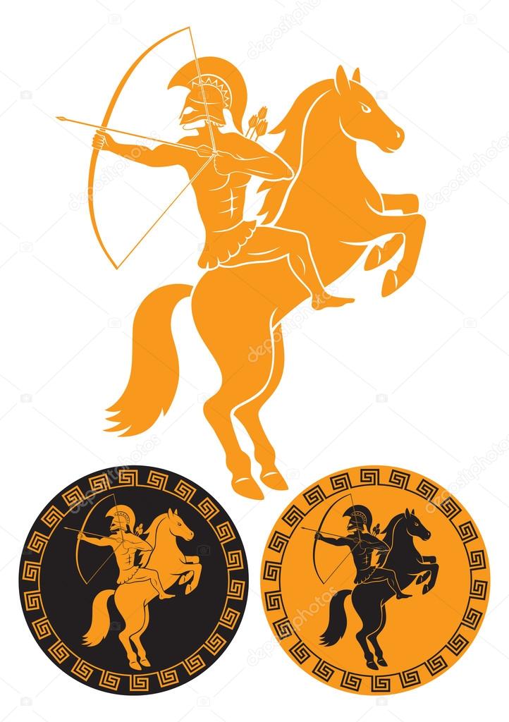Vintage sign of archer on horseback