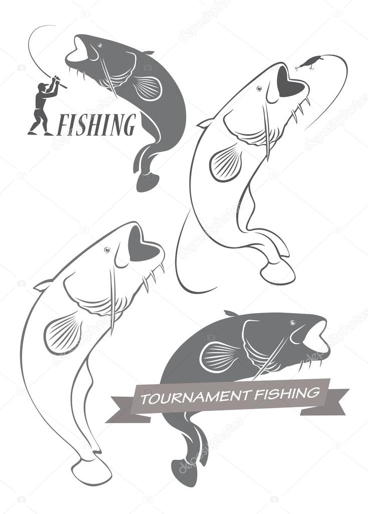 Catfish outline Outline of fish catfish signs — Stock Vector © kvasay