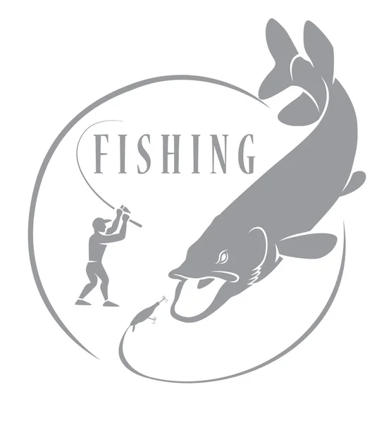 Pike Fishing symbol — Stock Vector