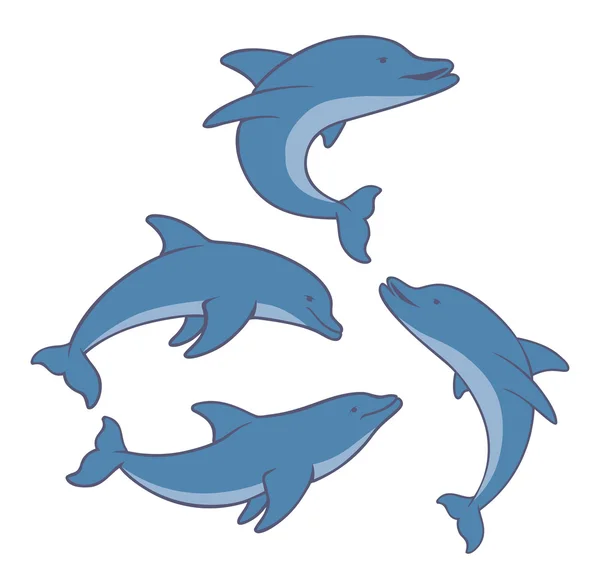 Голубые иконы дельфинов — стоковый вектор