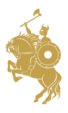 Viking on horse silhouette clipart