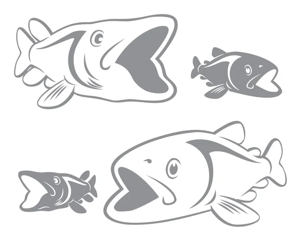 Símbolos de peces depredadores — Vector de stock