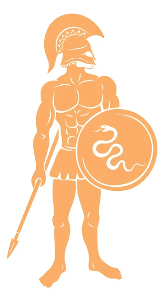 Orange warrior silhouette — Stock Vector